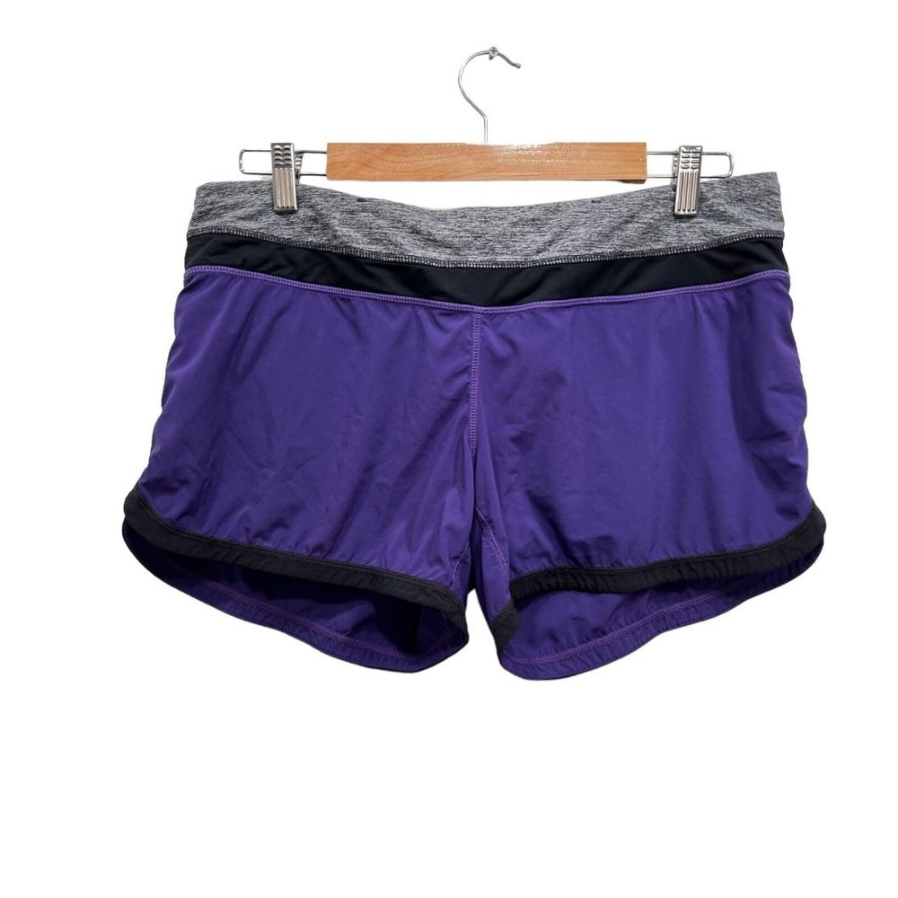 Lululemon Athletic Shorts Purple Black Back Zip Yoga Shorts Size 10